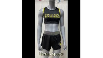black cheer practice wear bras and shorts