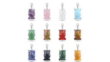 Owl Stone Pendant Keychain-KC2329-A1