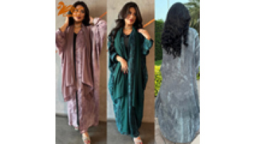 2025 Modest Open Abaya Fashion Printed Dress Muslim Women's Cardigan with Headscarf Middle Eastern Islamic Clothing Hijab1
