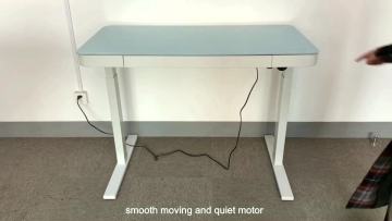 Black Frame Vanity Makeup Top Modern Computer Glass Sit Stand Up Desk With 3 Preset Buttons1