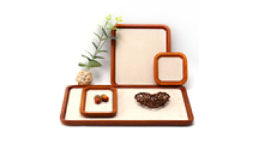 Hanhong wholesale custom velvet jewelry packaging solid wood luxury ring necklace bracelet white jewelry display tray1