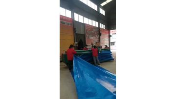 Processing of blue PVC waterproof fabric