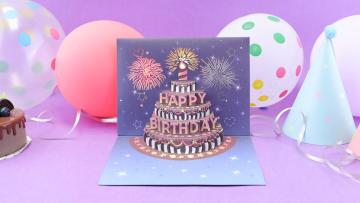 Birthday Cake 3D Pop-Up Card with Music
