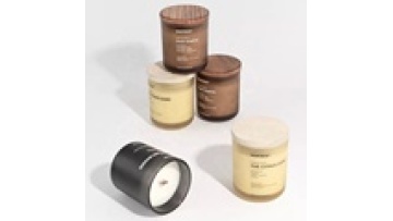 Wholesale Candle Jar Empty Glass with Bamboo Lid Colorful Frosted Amber Black Clear Jar for home Decoration1