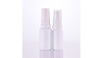 Opal white glass pump bottles with clear cover