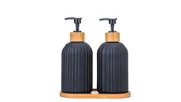 300ml  Black  Frosted  Round  Glass  Hand  Washing  Bottle  With  Pump1
