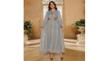 Best Selling Iraq Islamic Clothing Embroidery Long Dresses Embroidered Trumpet Sleeve Pullover Dubai Elegant Long Muslim Dress1