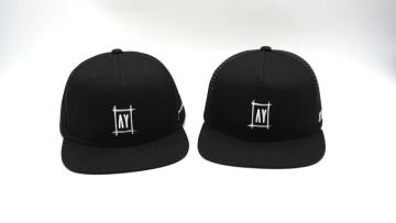 Black Flat Bill Mesh Snapback Hat