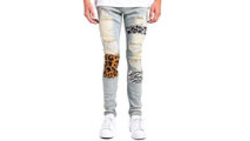 Custom High Wist Men's Patch Tapered Wrinkle Denim Mens New Fashion Jeans Pants1