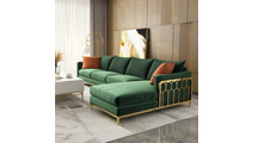 Shenzhen supplier l shaped sofa modern hotel luxury chairs green velvet set Factory directly1