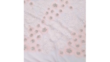 Fancy embroidery sequins design nylon mesh with flower design sequins embroidery fabric pink color1