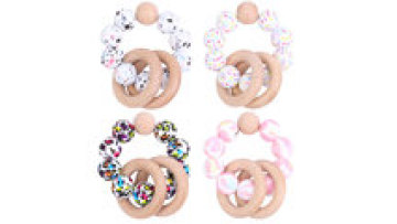Made In China Kids Other Bath Play Wooden Teether Silicone Teething Stacking Baby Toys Set1