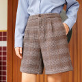 INMAN Winter Straight High Waist Japanese Style Plaid Slim Women's Shorts