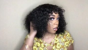 Curly bob Wig Human Hair With Bangs short curly Wi
