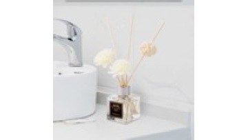 SENSE Aroma Fragrance Oil Unique Design Reed Diffuser Candle Gift Box Set Pink Flower Glass Time Soy Weight Material Wax Shelf1