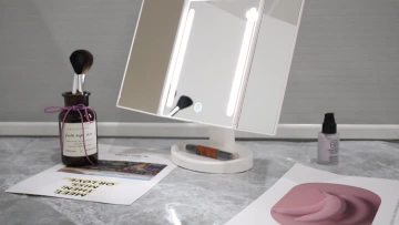 LED vanity mirror with lights trifold compact
