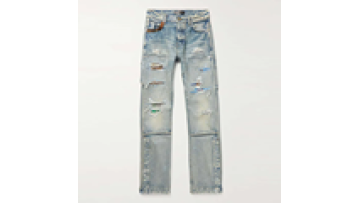 Custom Skinny Straight Leg Pants Ripped Hand Painted Light Blue Jeans for Men1