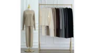 Fall Winter Custom Solid Knit Women Heavy Ribbed Pants Casual Wear Loungewear Two Piece Sets Knit Clothing1
