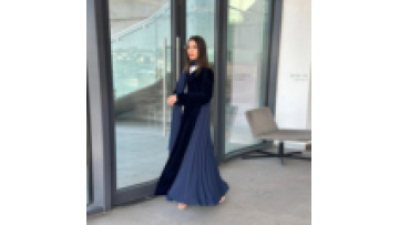 Winter New Design Patchwork Velvet Long Sleeves Pleated Outer Cover Large Robe Open Abaya With Hijab Traditional Muslim Abaya1