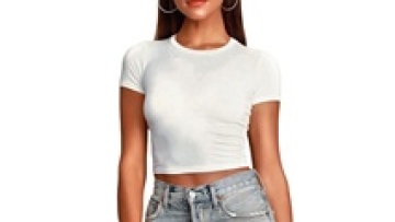 Sexy Girls Plain Round Neck Cotton T-shirt Custom Logo Crop Top Women Tshirt1