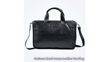 Business Woven Leather Briefcase