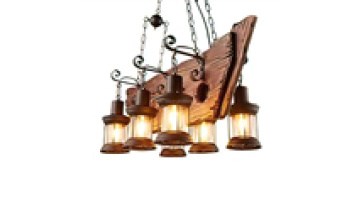 Vintage Retro Chandelier: China Factory Price, Chain Hanging Light Fixture, Wood Pendant Light for Bar and Restaurant - Model WD00191
