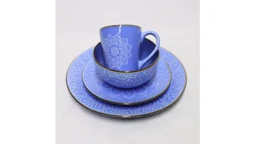 16PCS Stoneware Dinner Set Shiny Glaze Orange Ceramic Tableware1