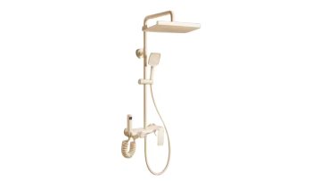 Golden and silver bathroom shower heads