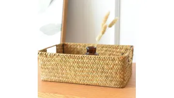 Handwoven Bamboo Wicker Storage Basket Natural Decorative Organizer Basket1