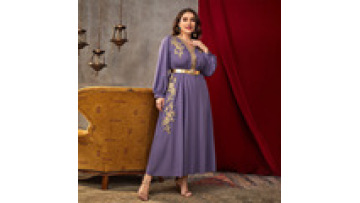 EID Abaya Dubai Turkey Casual V Neck High Waist a Line Applique Modest Kaftan Islamic Clothing Abaya Muslim Dresses for Women1