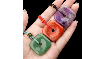 Square Coin 30mm Stone Pendant Necklace Adjustable Rope SN1923-30MM-C22