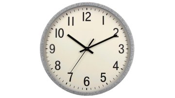 Modern Fabric-Inspired Wall Clock with Black Numbers, Black Hands, & Silent Movement