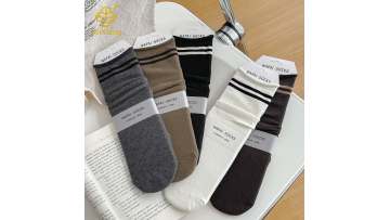 Korean striped mid tube socks with rolled edges, athletic socks, college style