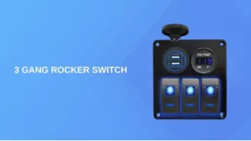 3 Gang Blue Toggle Rocker Switch Panel Voltmeter USB Charger Car Marine Boat 12V1