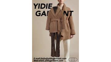 Sherpa jacket with tie at waist