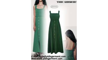 LINEN BLEND MIDI SLIP DRESS