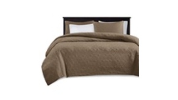 Wholesale Home Textile High Quality 3Pcs Set Microfiber Beige With Pillowcase Embroider Bedspread1