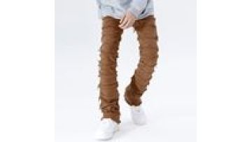 Streetwear OEM Custom Men Vintage Hip Hop Distressed Ripped Denim High Street Stacked Jeans1