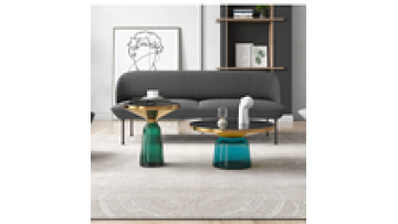 Modern living room furniture side table 2pcs glass round modern coffee table set1