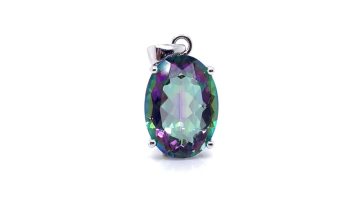 oval 10*14 rainbow mystic fire topaz loose gemstone 925 sterling silver  pendant1