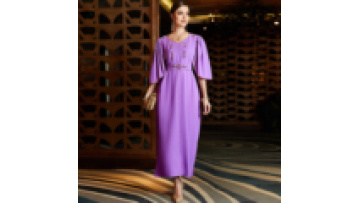 Abaya Femmes Robe Musulmane V-neck Long Loose Sleeve Solid Color Rhinestone Manufacturers for Customs Clothes1