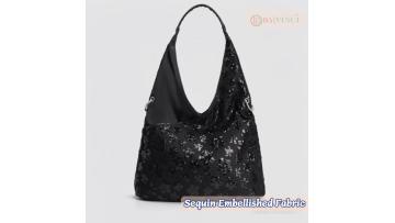 Black sequined ladies crossbody bag