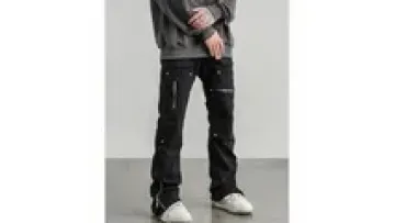 Wholesale Custom Outdoor street jeans Trousers Design OEM Split Hem Men Flare jeans1