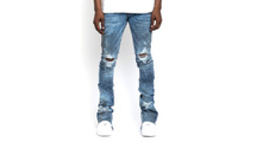 New Style Custom Logo Baggy Distressed Stack Pants Mens Denim Jeans Stack1