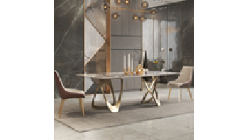 High-End Design Modern Simple Fashion Stainless Steel Luxury Stone Light Rock Slab Rectangular Table1