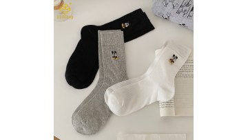 Korean version cartoon embroidery Mickey mid tube socks ins pile socks