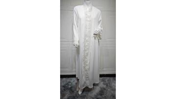 White Ruffle Edge Open Front Abaya Cardigan MQ271 (1)