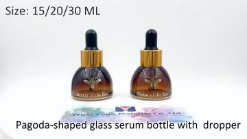 Triangular glass dropper bottle pagoda shaped