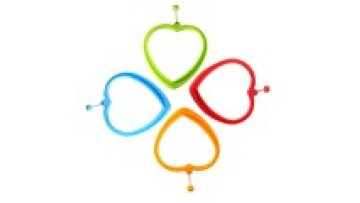 Silicone heart shaped egg cake with stainless steel handle egg cake baking tool1