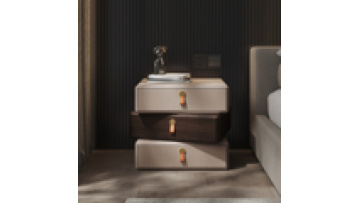 Modern Bedroom furniture 3 drawers nightstand 360 degree revolving Wooden night stand bedside table1